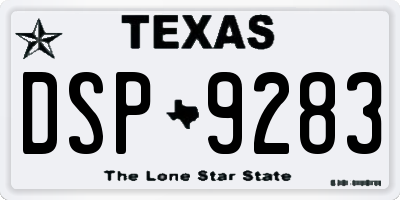 TX license plate DSP9283