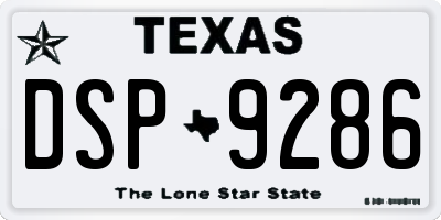 TX license plate DSP9286