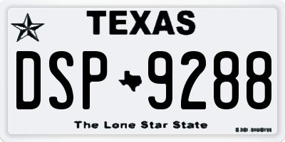 TX license plate DSP9288