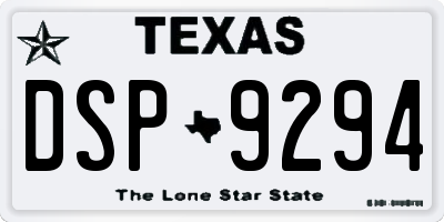 TX license plate DSP9294