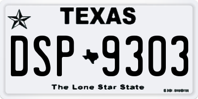 TX license plate DSP9303