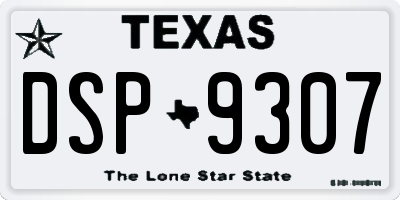 TX license plate DSP9307