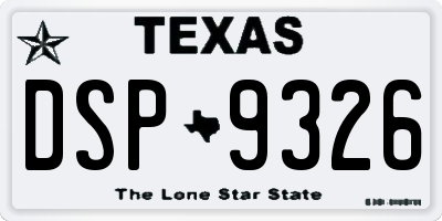 TX license plate DSP9326