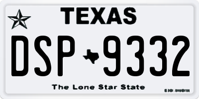 TX license plate DSP9332