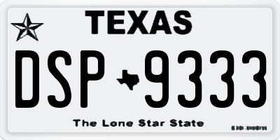 TX license plate DSP9333