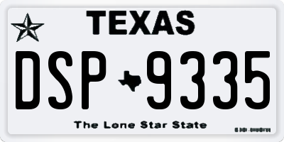 TX license plate DSP9335