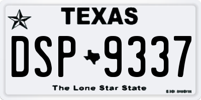 TX license plate DSP9337