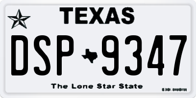 TX license plate DSP9347