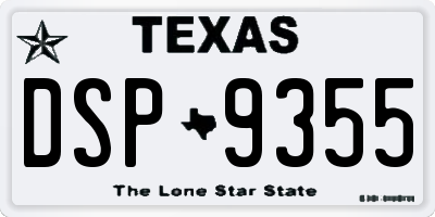 TX license plate DSP9355