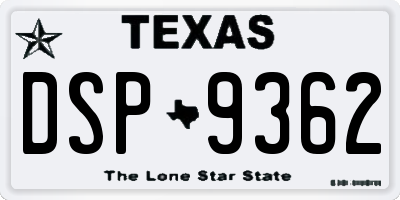TX license plate DSP9362