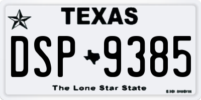 TX license plate DSP9385