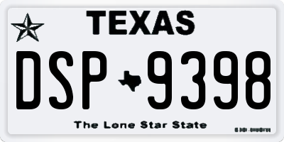 TX license plate DSP9398