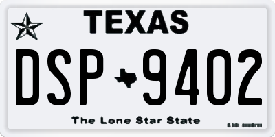 TX license plate DSP9402