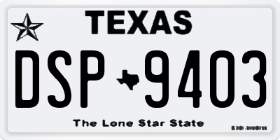 TX license plate DSP9403