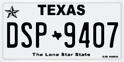TX license plate DSP9407