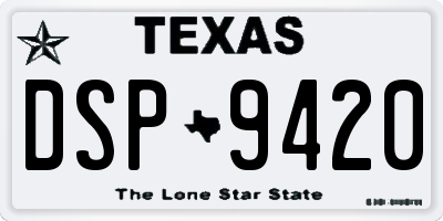 TX license plate DSP9420
