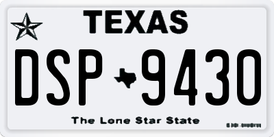 TX license plate DSP9430