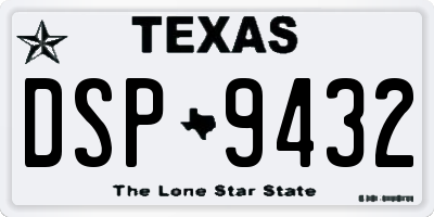 TX license plate DSP9432