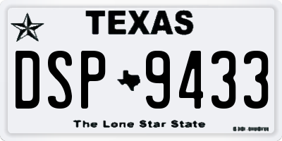 TX license plate DSP9433