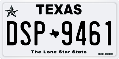 TX license plate DSP9461