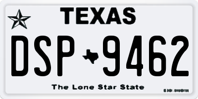 TX license plate DSP9462