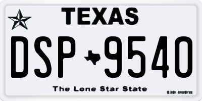 TX license plate DSP9540