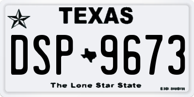 TX license plate DSP9673