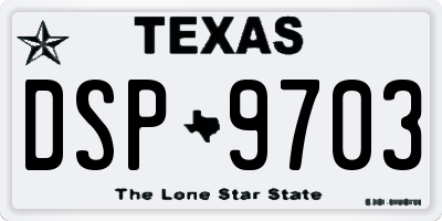 TX license plate DSP9703
