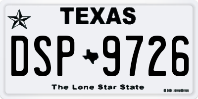 TX license plate DSP9726