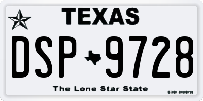 TX license plate DSP9728