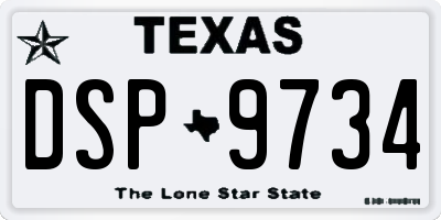 TX license plate DSP9734