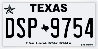 TX license plate DSP9754