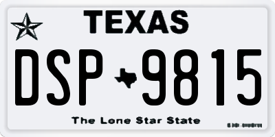 TX license plate DSP9815