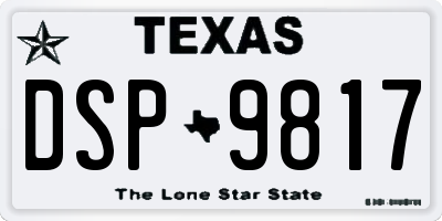 TX license plate DSP9817