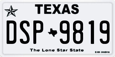 TX license plate DSP9819