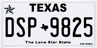 TX license plate DSP9825