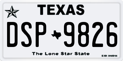 TX license plate DSP9826