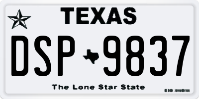 TX license plate DSP9837