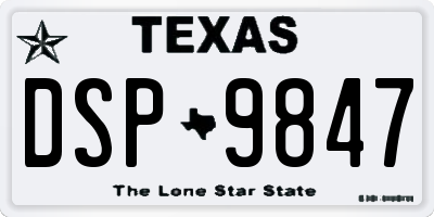 TX license plate DSP9847