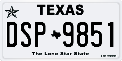 TX license plate DSP9851