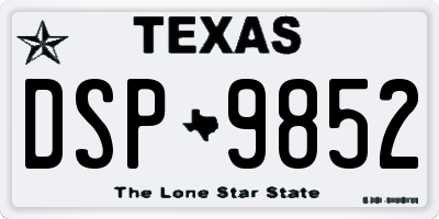 TX license plate DSP9852
