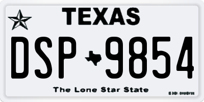 TX license plate DSP9854