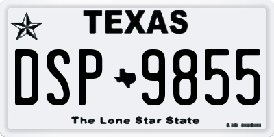 TX license plate DSP9855