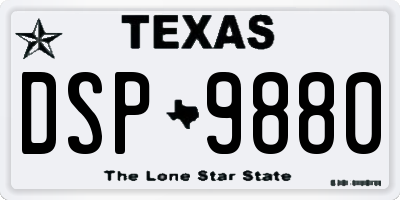 TX license plate DSP9880