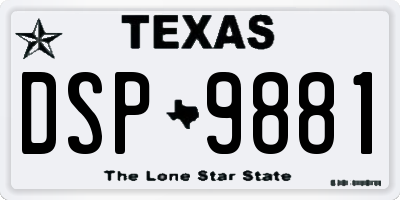 TX license plate DSP9881