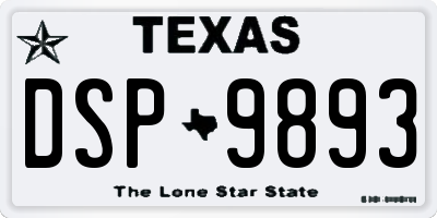 TX license plate DSP9893