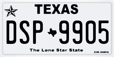TX license plate DSP9905
