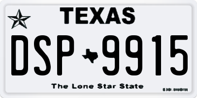 TX license plate DSP9915