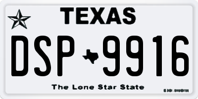 TX license plate DSP9916