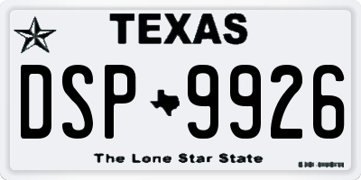 TX license plate DSP9926